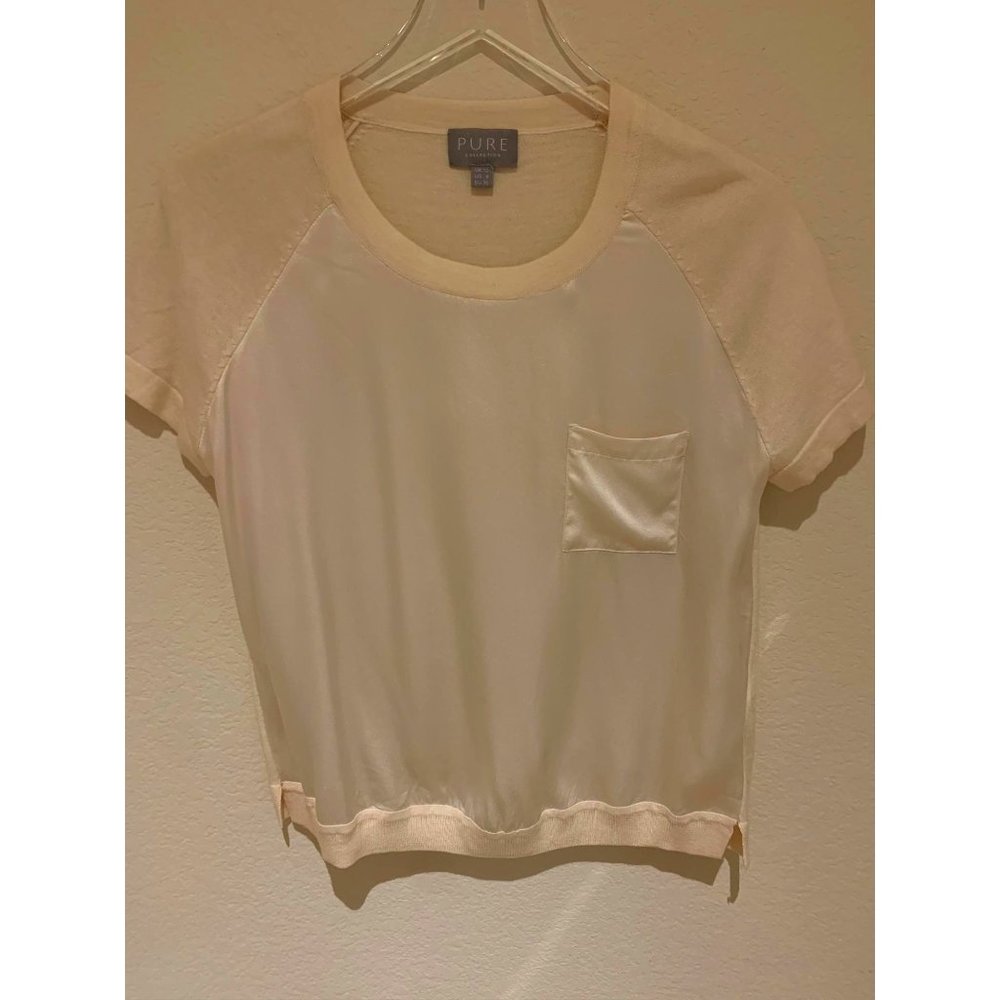 Ladies Pure Collection Ivory cotton/silk/wool blouse Sz 4